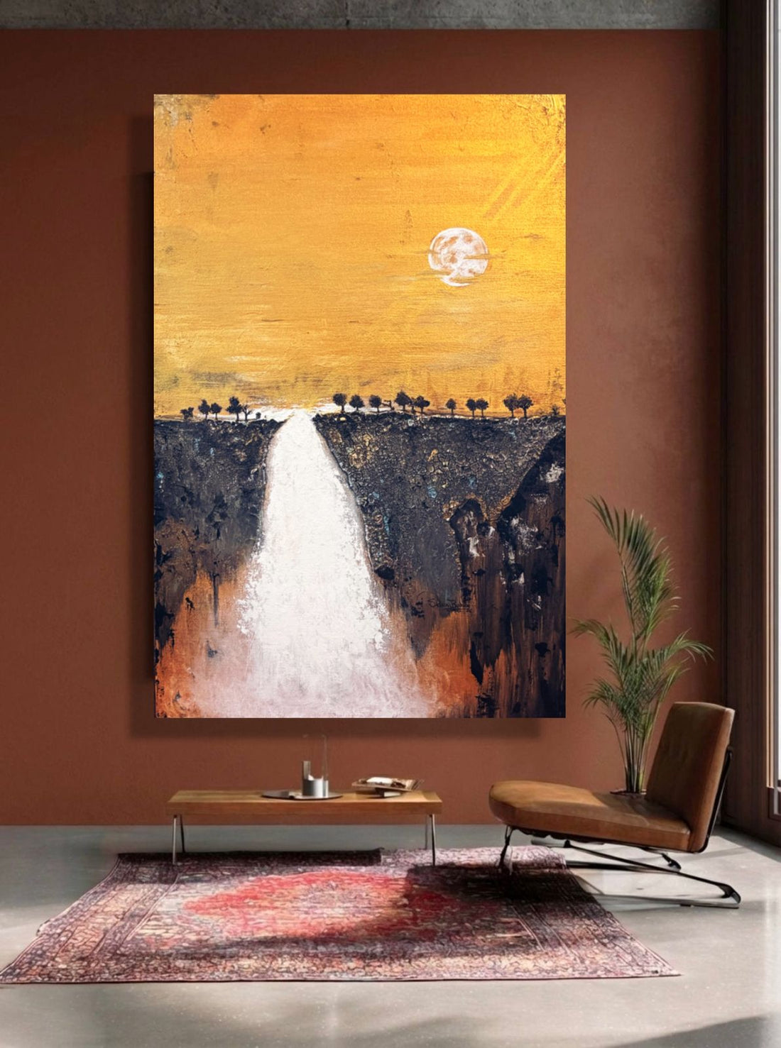 Luminous Descent – Original Heavy Texture Mixed Media Painting