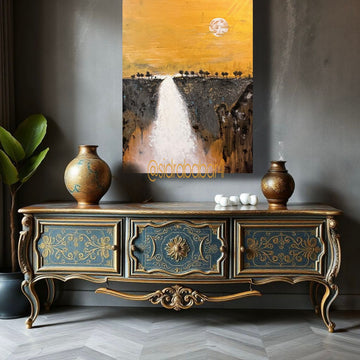 Luminous Descent – Original Heavy Texture Mixed Media Painting