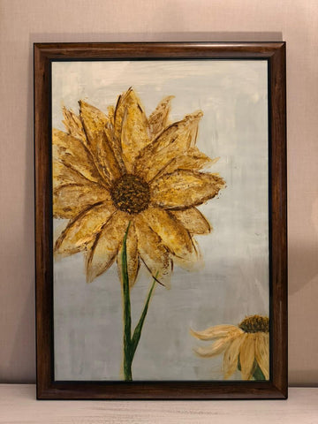Gilded Sunsets – Original Sunflower Acrylic Painting on Paper Sheet