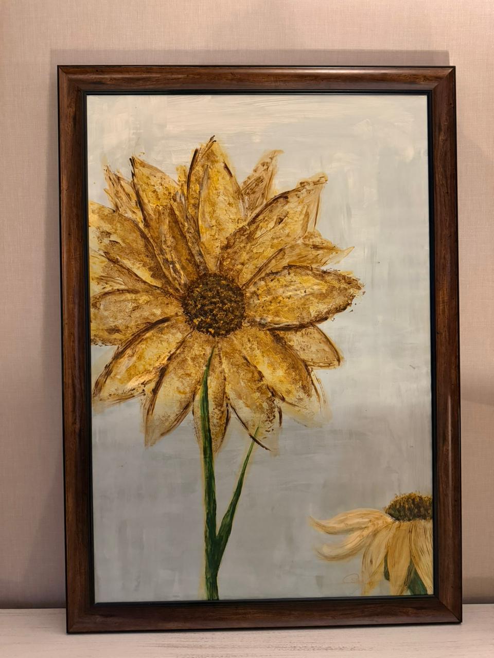 Gilded Sunsets – Original Sunflower Acrylic Painting on Paper Sheet
